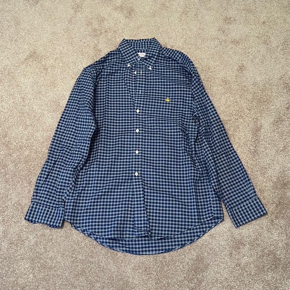 Brooks Brothers Long Sleeve Button Down Original Polo Shirt 346 Blue Medium